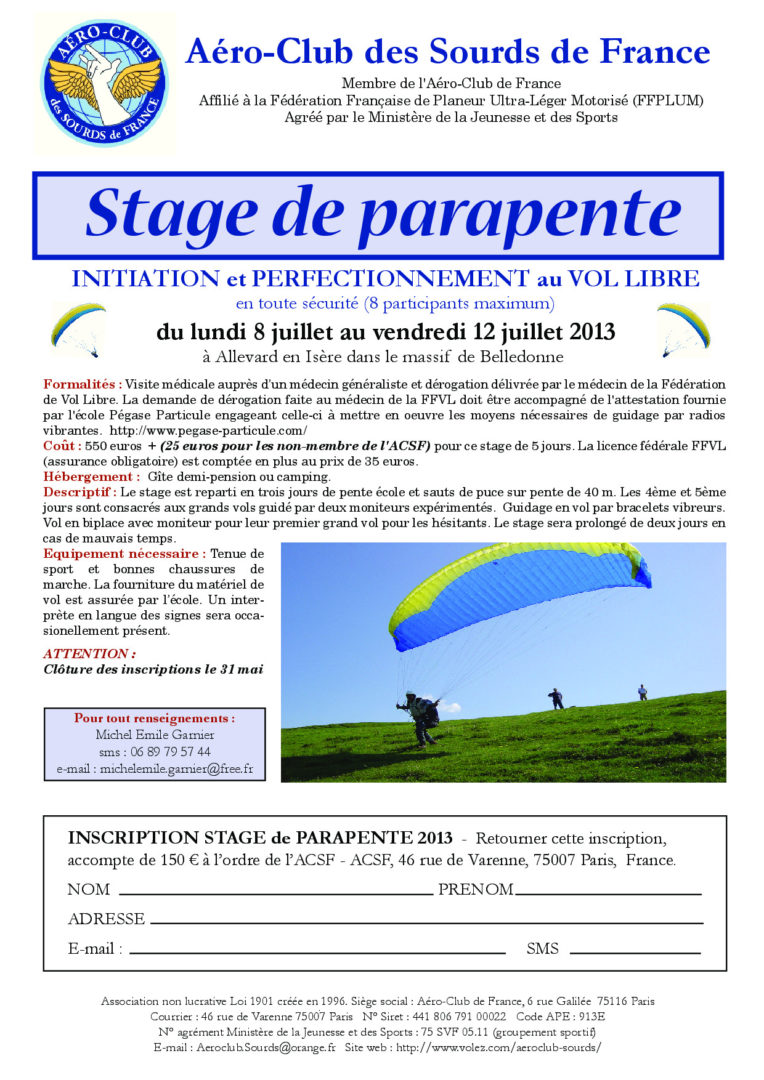 Stage de parapente 2013